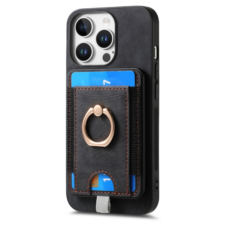 For iPhone 16 Pro Max Retro Splitable Magnetic Card Bag Leather Phone Case(Black) - iPhone 16 Pro Max Cases by buy2fix | Online Shopping UK | buy2fix