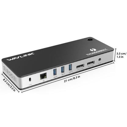 WAVLINK UTD21H 11 in 1 4K Dual DisplayPort Hub Converter Thunderbolt 3 Docking Station, Plug:US Plug - USB HUB by WAVLINK | Online Shopping UK | buy2fix