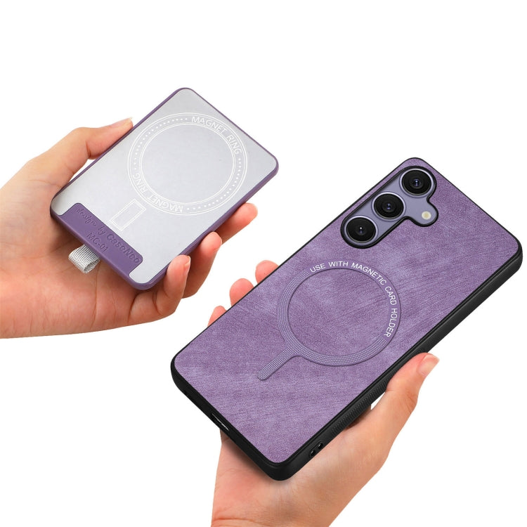 For Samsung Galaxy S25 5G Retro Splitable Magnetic Card Bag Leather Phone Case(Purple) - Galaxy Phone Cases by buy2fix | Online Shopping UK | buy2fix