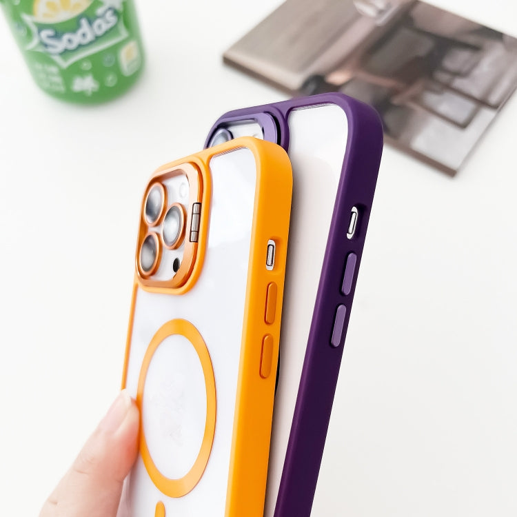 For iPhone 15 MagSafe Acrylic Hybrid TPU Holder Phone Case with Lens film(Orange) - iPhone 15 Cases by buy2fix | Online Shopping UK | buy2fix