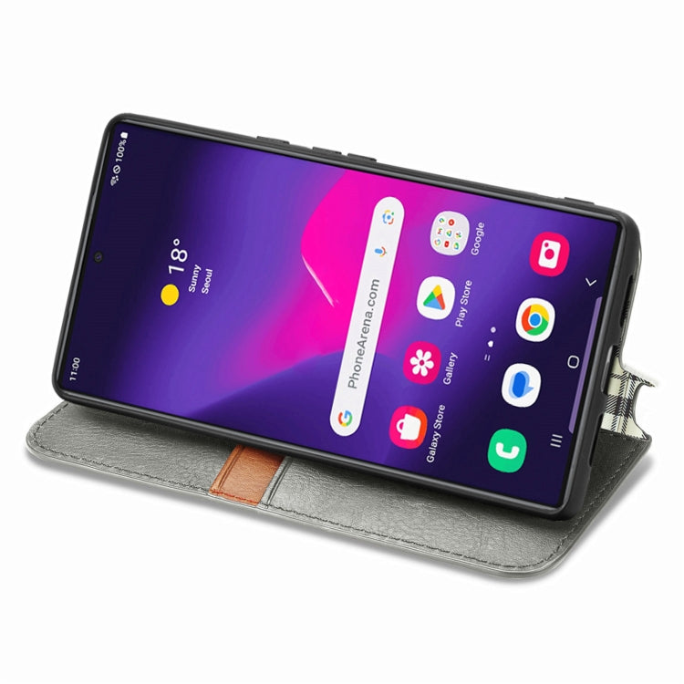 For Samsung Galaxy S25 Ultra 5G Cubic Grid Pressed Magnetic Leather Phone Case(Gray) - Galaxy S25 Ultra 5G Cases by buy2fix | Online Shopping UK | buy2fix