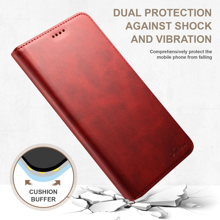 For iPhone 16 Pro Max Suteni Calf Texture Horizontal Flip Leather Phone Case(Red) - iPhone 16 Pro Max Cases by Suteni | Online Shopping UK | buy2fix