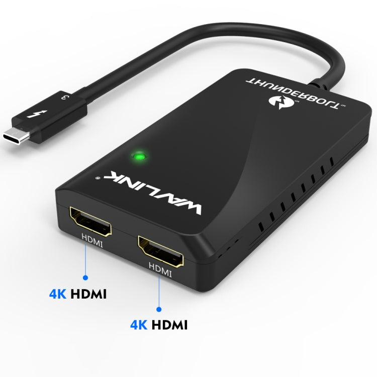 WAVLINK WL-UTA01H Type-C Thunderbolt 3 to Dual HDMI Multi-Screen Extender Splitter Adapter - Converter by WAVLINK | Online Shopping UK | buy2fix