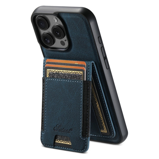 For iPhone 16 Pro Suteni H17 Litchi Texture Leather MagSafe Detachable Wallet Phone Case(Blue) - iPhone 16 Pro Cases by Suteni | Online Shopping UK | buy2fix