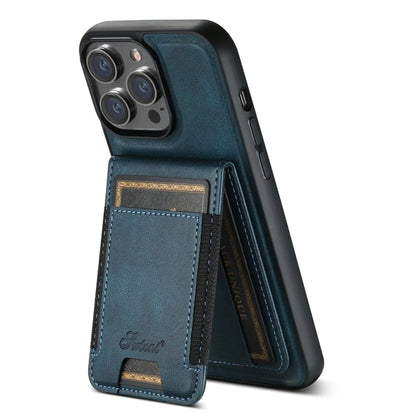 For iPhone 15 Pro Suteni H17 Oil Eax Leather MagSafe Detachable Wallet Phone Case(Blue) - iPhone 15 Pro Cases by Suteni | Online Shopping UK | buy2fix