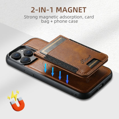 For iPhone 16 Suteni H17 Oil Eax Leather MagSafe Detachable Wallet Phone Case(Brown) - iPhone 16 Cases by Suteni | Online Shopping UK | buy2fix