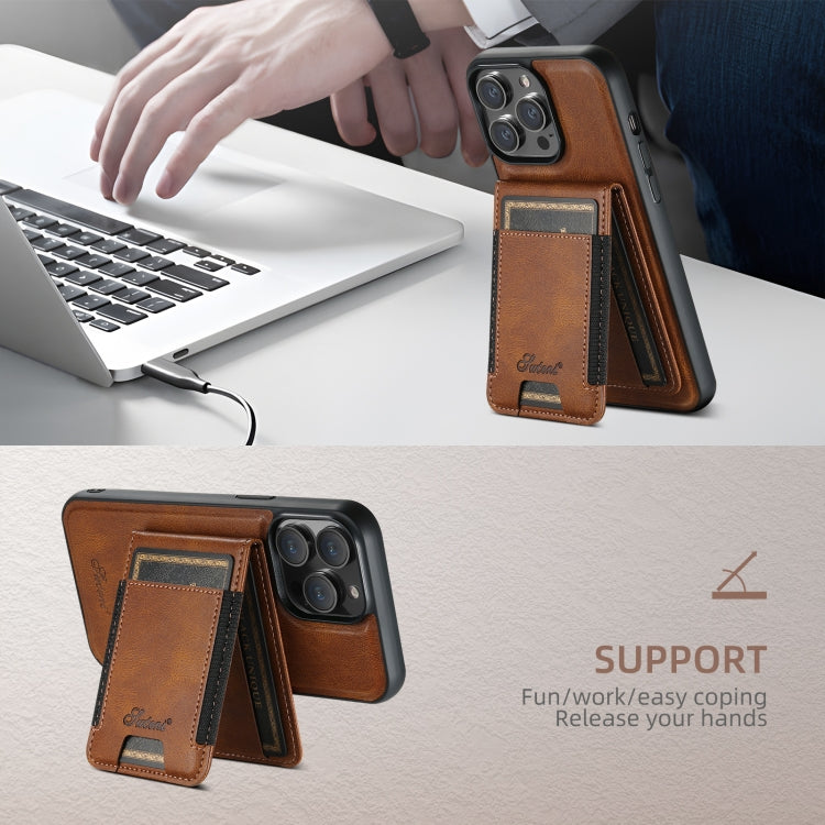 For iPhone 16 Plus Suteni H17 Oil Eax Leather MagSafe Detachable Wallet Phone Case(Brown) - iPhone 16 Plus Cases by Suteni | Online Shopping UK | buy2fix