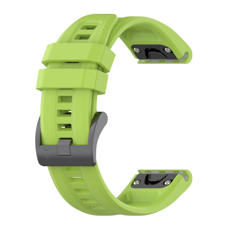 For Garmin Quatix 7 Pro Solid Color Black Buckle Silicone Quick Release Watch Band(Lime green) - Watch Bands by buy2fix | Online Shopping UK | buy2fix