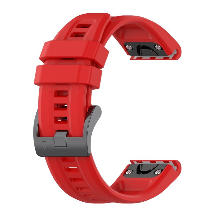 For Garmin Fenix 7 Pro Solid Color Black Buckle Silicone Quick Release Watch Band(Red) - Watch Bands by buy2fix | Online Shopping UK | buy2fix