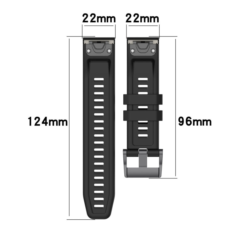 For Garmin Fenix 7 Solar / Sapphire Solar Solid Color Black Buckle Silicone Quick Release Watch Band(Gray) - Watch Bands by buy2fix | Online Shopping UK | buy2fix