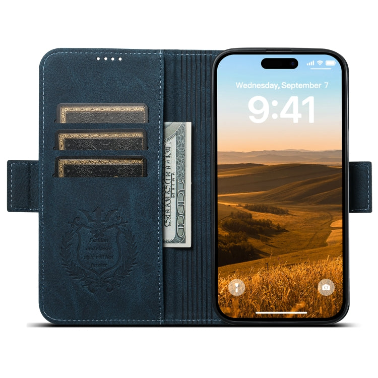 For iPhone 14 Pro SUTENI J07 Multifunctional Horizontal Flip Magsafe Leather Phone Case(Blue) - iPhone 14 Pro Cases by Suteni | Online Shopping UK | buy2fix