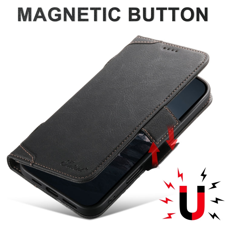 For iPhone 16 SUTENI J07 Multifunctional Horizontal Flip Magsafe Leather Phone Case(Black) - iPhone 16 Cases by Suteni | Online Shopping UK | buy2fix