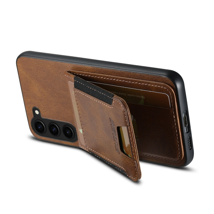 For Samsung Galaxy S24+ 5G Suteni H03 Oil Wax Leather Wallet Stand Back Phone Case(Brown) - Galaxy S24+ 5G Cases by Suteni | Online Shopping UK | buy2fix