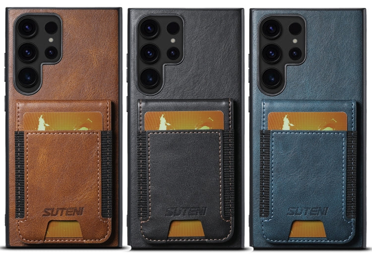 For Samsung Galaxy S24+ 5G Suteni H03 Oil Wax Leather Wallet Stand Back Phone Case(Brown) - Galaxy S24+ 5G Cases by Suteni | Online Shopping UK | buy2fix