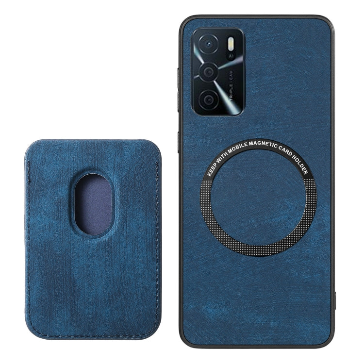 For OPPO Reno10 Pro Global Retro Leather Card Bag Magnetic Phone Case(Blue) - OPPO Cases by buy2fix | Online Shopping UK | buy2fix