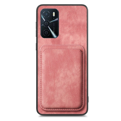 For OPPO A78 4G Retro Leather Card Bag Magnetic Phone Case(Pink) - OPPO Cases by buy2fix | Online Shopping UK | buy2fix