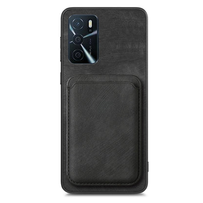 For OPPO Reno8 T 4G Retro Leather Card Bag Magnetic Phone Case(Black) - OPPO Cases by buy2fix | Online Shopping UK | buy2fix
