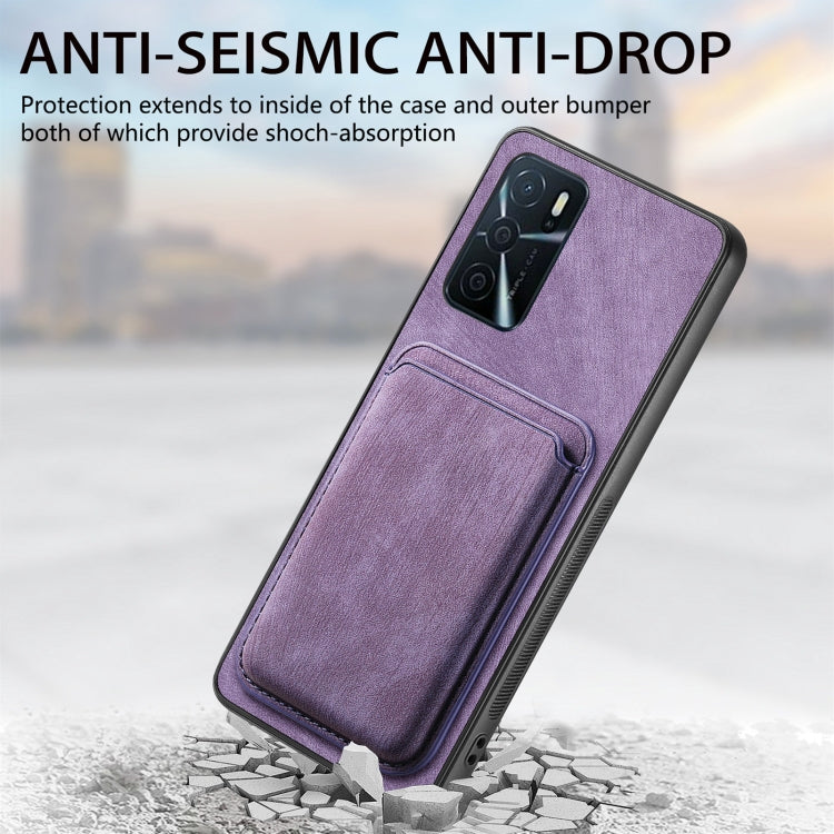 For OPPO Reno8 Z Retro Leather Card Bag Magnetic Phone Case(Purple) - OPPO Cases by buy2fix | Online Shopping UK | buy2fix