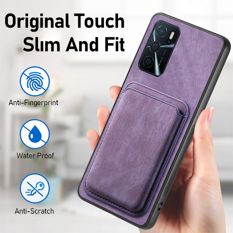 For OPPO Reno8 Pro 5G Retro Leather Card Bag Magnetic Phone Case(Purple) - OPPO Cases by buy2fix | Online Shopping UK | buy2fix