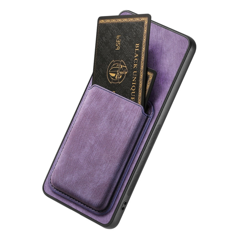 For OPPO Reno8 5G Retro Leather Card Bag Magnetic Phone Case(Purple) - OPPO Cases by buy2fix | Online Shopping UK | buy2fix