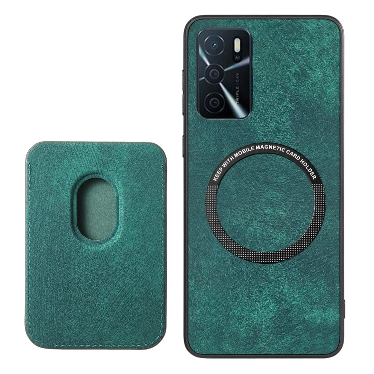 For OPPO Reno7 Pro 5G Retro Leather Card Bag Magnetic Phone Case(Green) - OPPO Cases by buy2fix | Online Shopping UK | buy2fix