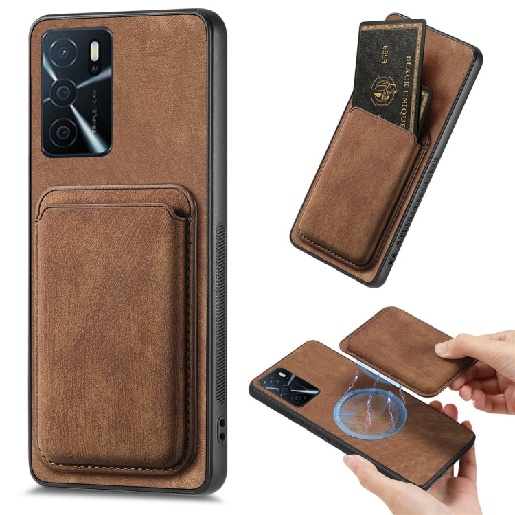 For OPPO A16 Retro Leather Card Bag Magnetic Phone Case(Brown) - OPPO Cases by buy2fix | Online Shopping UK | buy2fix