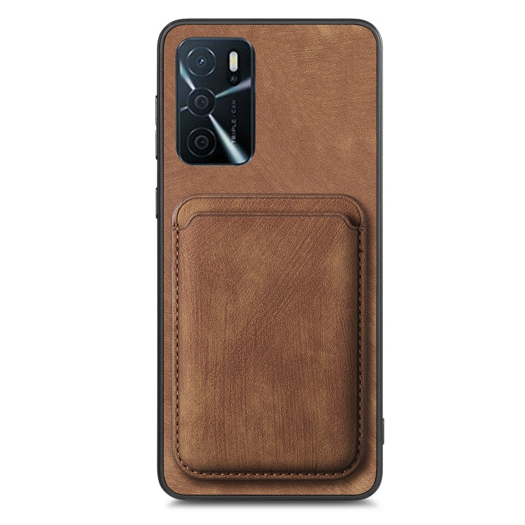For OPPO F19 Retro Leather Card Bag Magnetic Phone Case(Brown) - OPPO Cases by buy2fix | Online Shopping UK | buy2fix