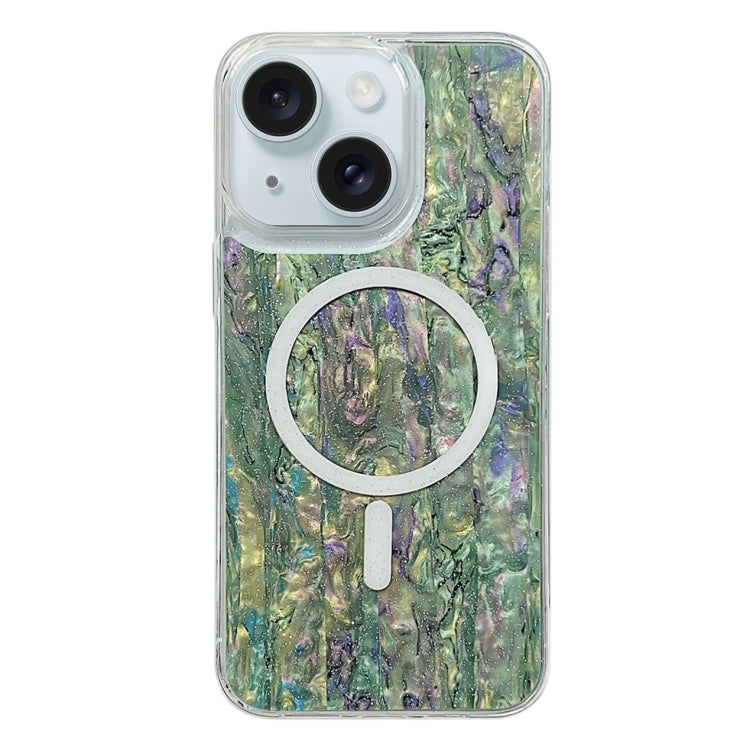 For iPhone 15 Plus Shell Texture Multicolor MagSafe TPU Phone Case(Sea Green) - iPhone 15 Plus Cases by buy2fix | Online Shopping UK | buy2fix