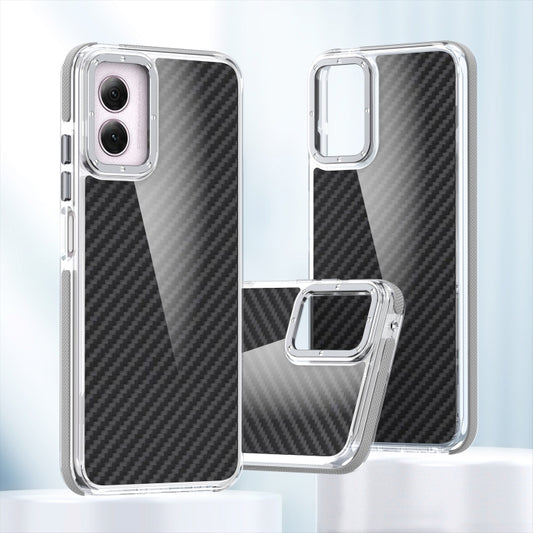 For Motorola Moto G Play 2024 Dual-Color Carbon Fiber Acrylic Hybrid TPU Phone Case(Grey) - Motorola Cases by buy2fix | Online Shopping UK | buy2fix