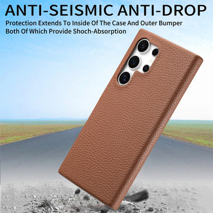 For Samsung Galaxy S23 Ultra 5G Litchi Oil Edge Leather Back Phone Case(Brown) - Galaxy S23 Ultra 5G Cases by buy2fix | Online Shopping UK | buy2fix