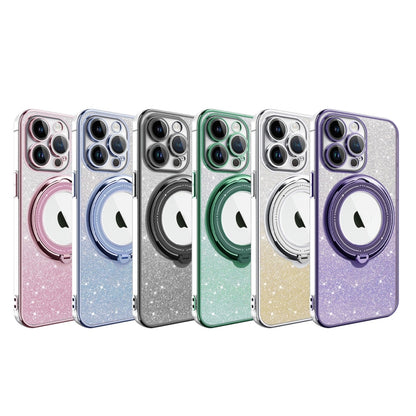 For  iPhone 13 Rotation MagSafe Holder Gradient Glitter TPU Phone Case(Pink) - iPhone 13 Cases by buy2fix | Online Shopping UK | buy2fix