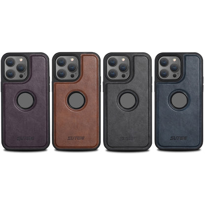 For iPhone 14 Pro Suteni G1 Magsafe Leather Back Phone Case(Black) - iPhone 14 Pro Cases by Suteni | Online Shopping UK | buy2fix