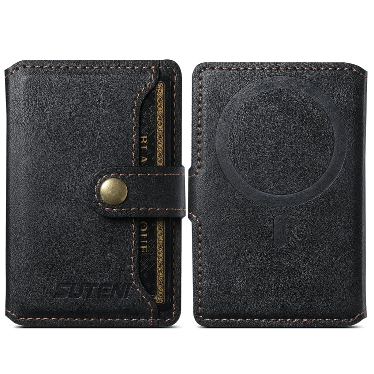 Suteni S2 Phone Magnetic Card Case Card Sleeve MagSafe Magnetic Coil PU Leather(Black) - Others Accessories by Suteni | Online Shopping UK | buy2fix