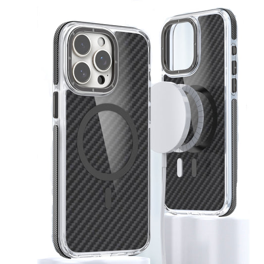 For iPhone 15 Pro Magsafe Dual-Color Carbon Fiber Phone Case(Black) - iPhone 15 Pro Cases by buy2fix | Online Shopping UK | buy2fix