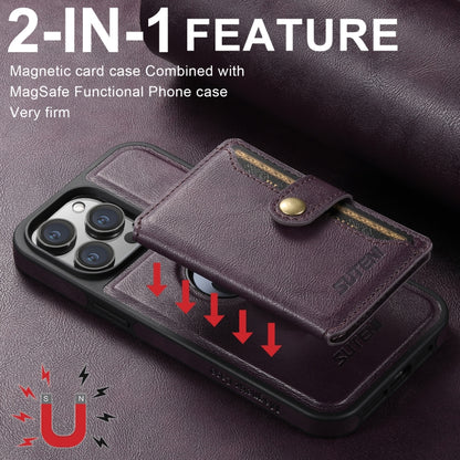 For iPhone 16 Pro Max Suteni M1 Oil Wax MagSafe Detachable Horizontal Card Bag Phone Case(Purple) - iPhone 16 Pro Max Cases by Suteni | Online Shopping UK | buy2fix