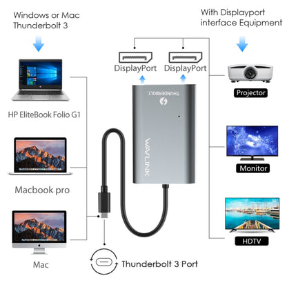 WAVLINK UTA21D DP 4K/5K/8K Video Thunderbolt 3 Type-C to Dual DisplayPort  Adapter -  by WAVLINK | Online Shopping UK | buy2fix