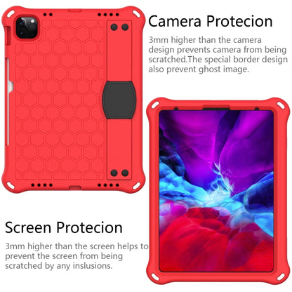 For iPad Pro 11 2024 Honeycomb EVA Hybrid PC Tablet Case with Strap(Red+Black) - iPad Pro 11 2024 Cases by buy2fix | Online Shopping UK | buy2fix