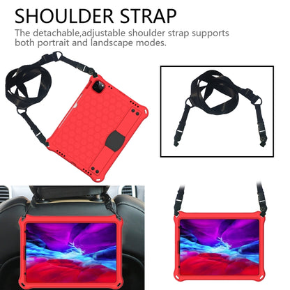 For iPad Pro 11 2024 Honeycomb EVA Hybrid PC Tablet Case with Strap(Red+Black) - iPad Pro 11 2024 Cases by buy2fix | Online Shopping UK | buy2fix