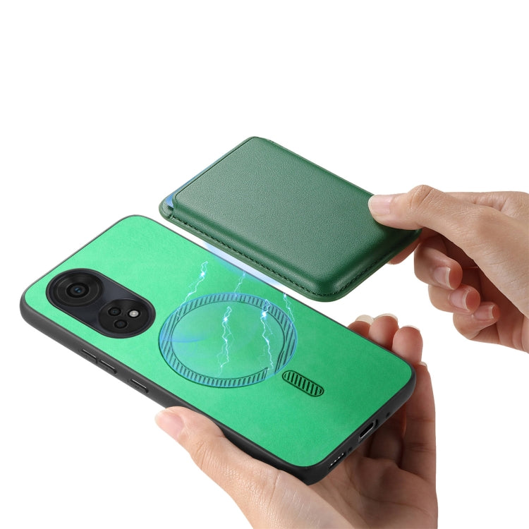 For OPPO Find X7 Ultra 5G Retro Magsafe Card Bag PU Back Cover Phone Case(Green) - Find X7 Ultra Cases by buy2fix | Online Shopping UK | buy2fix