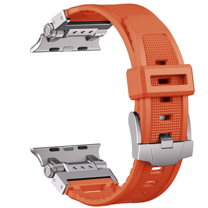 For Apple Watch Series 3 42mm Silicone Armor Mecha Head Watch Band(Orange) - Watch Bands by buy2fix | Online Shopping UK | buy2fix