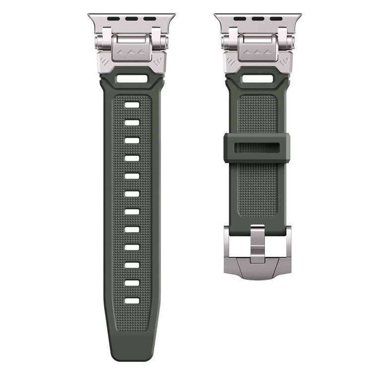 For Apple Watch Series 3 42mm Silicone Armor Mecha Head Watch Band(Green) - Watch Bands by buy2fix | Online Shopping UK | buy2fix