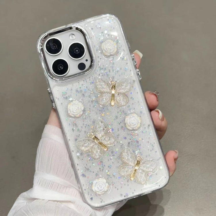 For iPhone 16 Pro Glitter 3D Butterfly TPU Phone Case(Gold) - iPhone 16 Pro Cases by buy2fix | Online Shopping UK | buy2fix