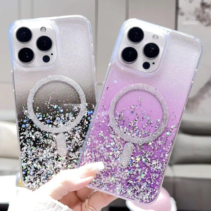 For iPhone 15 Plus Gradient Glitter MagSafe PC Hybrid TPU Phone Case(Gradient Purple) - iPhone 15 Plus Cases by buy2fix | Online Shopping UK | buy2fix