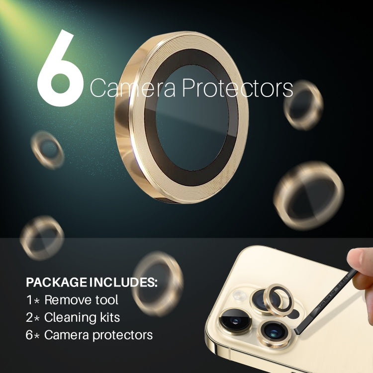 For iPhone 15 Pro / 15 Pro Max NORTHJO 2 Set 6pcs Camera Lens Protector Cover Metal Ring(Gold) - iPhone 15 Pro Max Tempered Glass by NORTHJO | Online Shopping UK | buy2fix