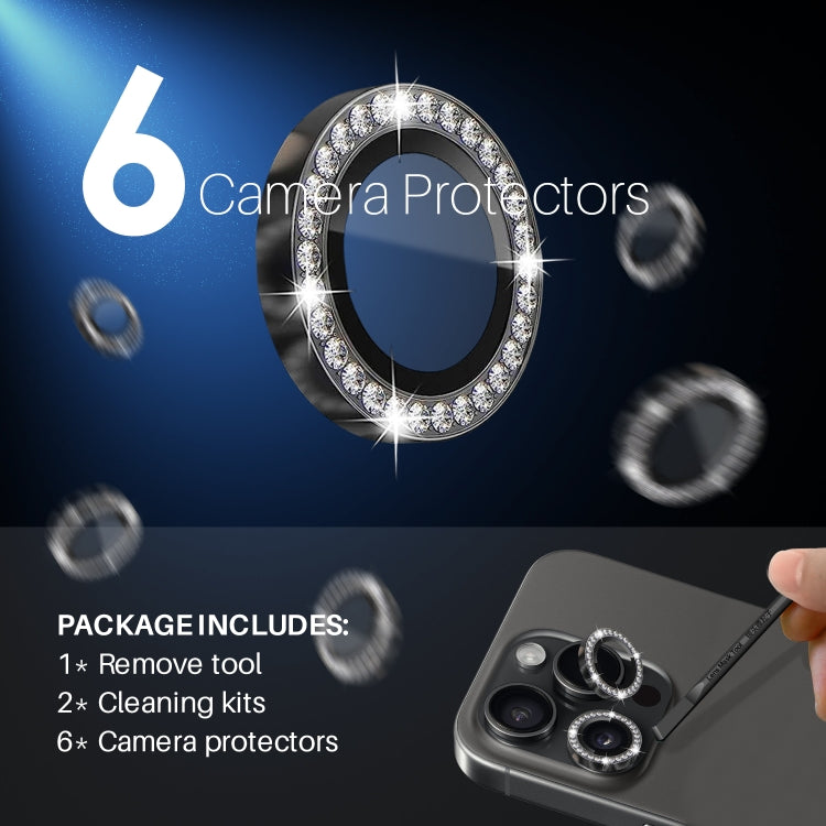 For iPhone 15 Pro / 15 Pro Max NORTHJO 2 Set 6Pcs Camera Lens Protector Diamond Metal Ring Film(Graphite) - iPhone 15 Pro Max Tempered Glass by NORTHJO | Online Shopping UK | buy2fix