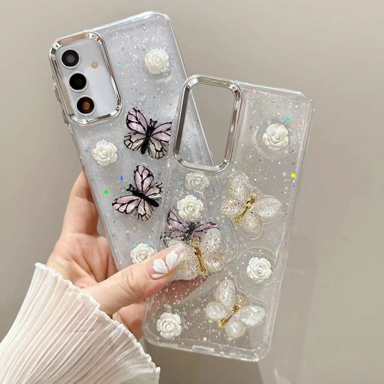 For Samsung Galaxy S25 Ultra 5G Three-dimensional Butterfly Glitter TPU  Phone Case(Pink) - Galaxy S25 Ultra 5G Cases by buy2fix | Online Shopping UK | buy2fix