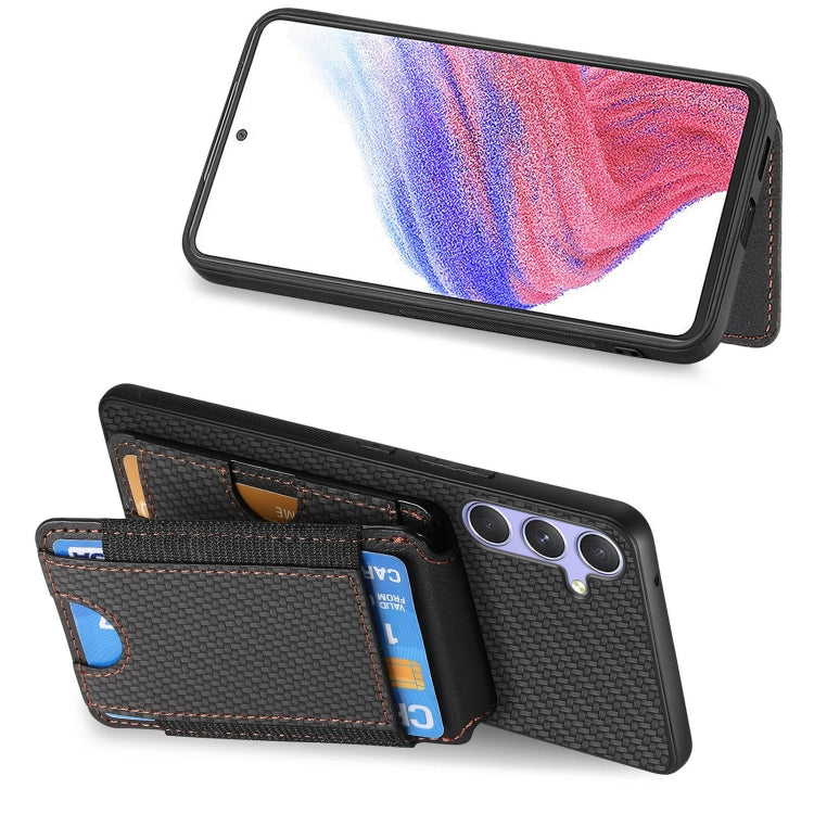 For Samsung Galaxy S25 5G Carbon Fiber Vertical Flip Wallet Stand Phone Case(Black) - Galaxy S25 5G Cases by buy2fix | Online Shopping UK | buy2fix