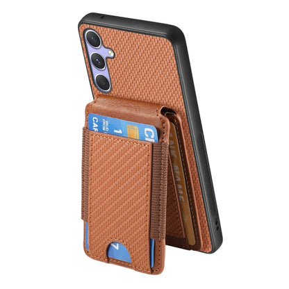 For Samsung Galaxy S25 Ultra 5G Carbon Fiber Vertical Flip Wallet Stand Phone Case(Brown) - Galaxy S25 Ultra 5G Cases by buy2fix | Online Shopping UK | buy2fix