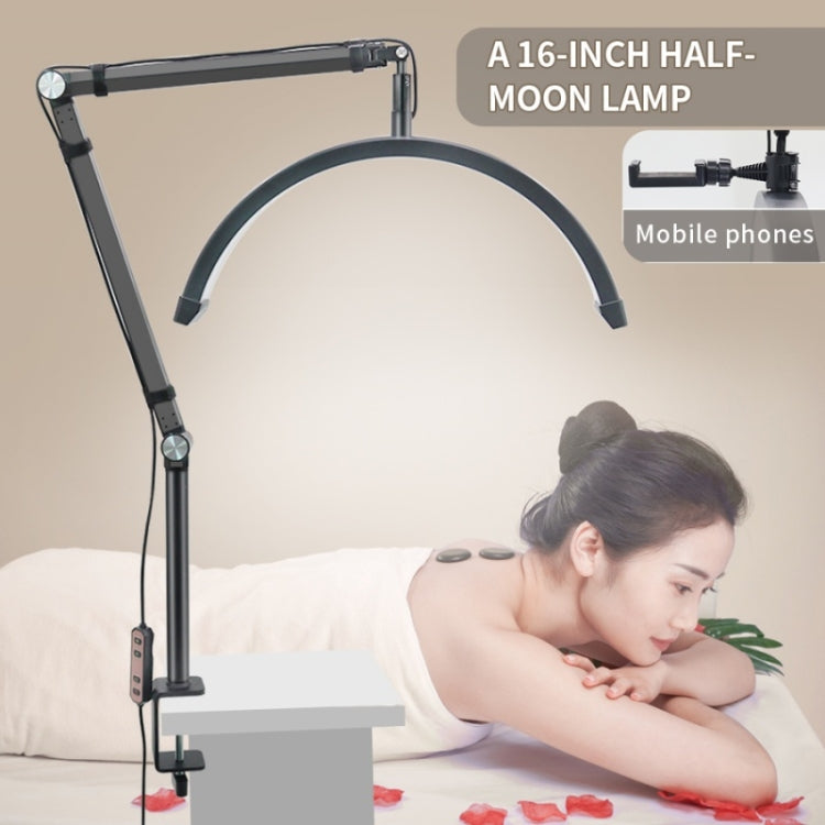 HD-M3X Pro 16 inch Adjustable Brightness Beauty Light Half Moon Light Eyelash Tech Lamp, Plug:EU Plug(Black) - Selfie Light by buy2fix | Online Shopping UK | buy2fix