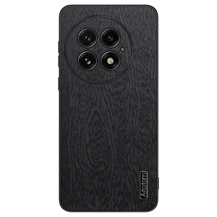 For OnePlus 13 Tree Bark Leather Shockproof Phone Case(Black) - OnePlus Cases by buy2fix | Online Shopping UK | buy2fix